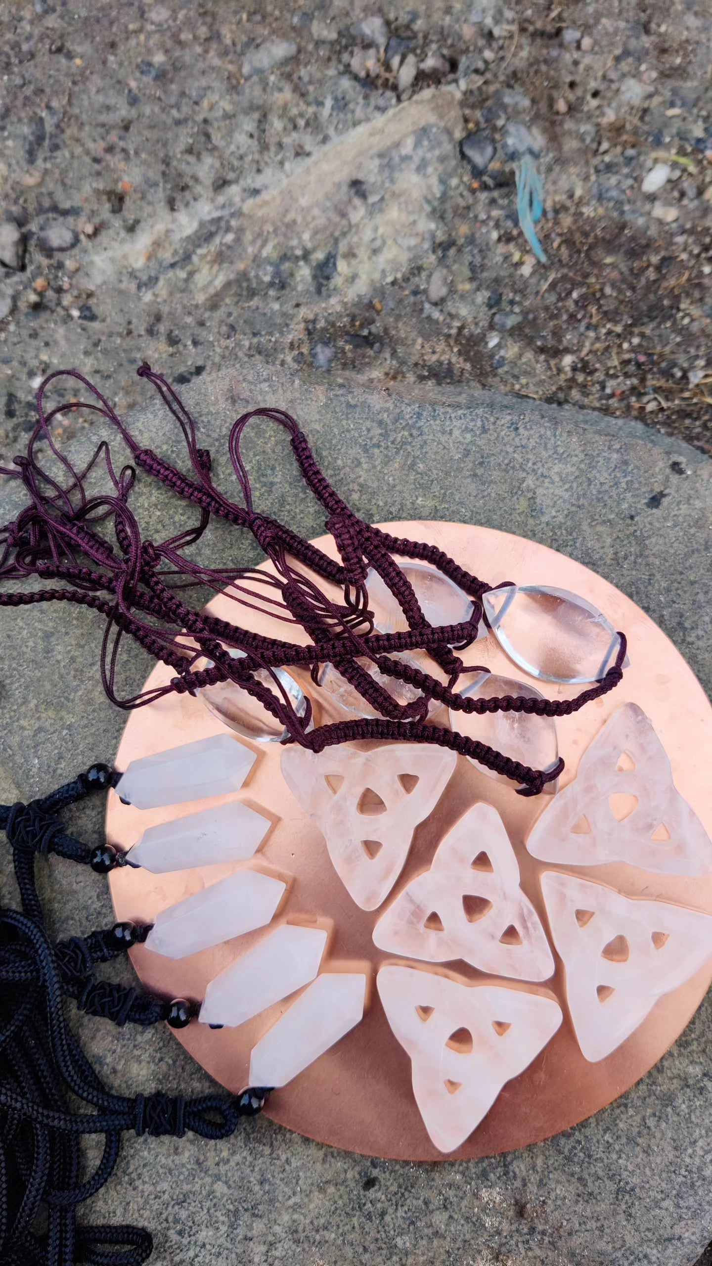 Clear Quartz pendants CHARGED in Stone Circle at Sunrise on Spring Equinox 2026